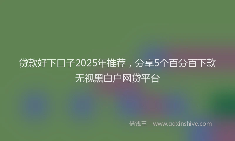 贷款好下口子2025年推荐，分享5个百分百下款无视黑白户网贷平台