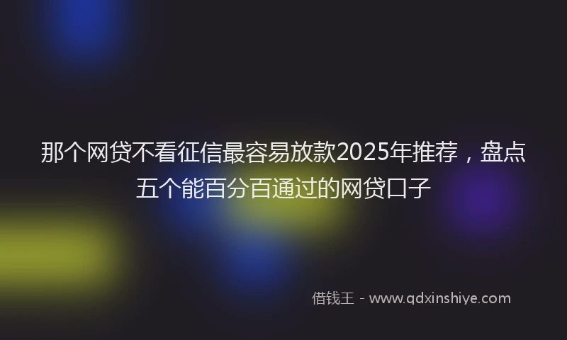 那个网贷不看征信最容易放款2025年推荐，盘点五个能百分百通过的网贷口子
