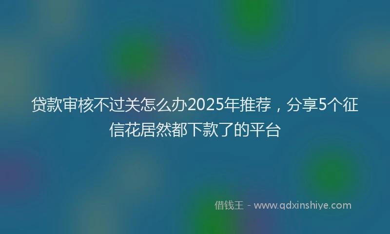 贷款审核不过关怎么办2025年推荐，分享5个征信花居然都下款了的平台