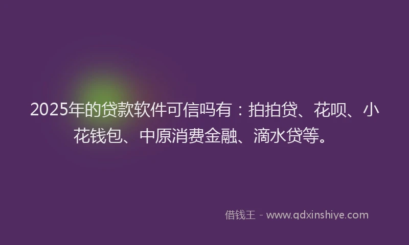 2025年的贷款软件可信吗有：拍拍贷、花呗、小花钱包、中原消费金融、滴水贷等。