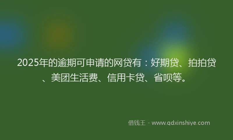 2025年的逾期可申请的网贷有：好期贷、拍拍贷、美团生活费、信用卡贷、省呗等。
