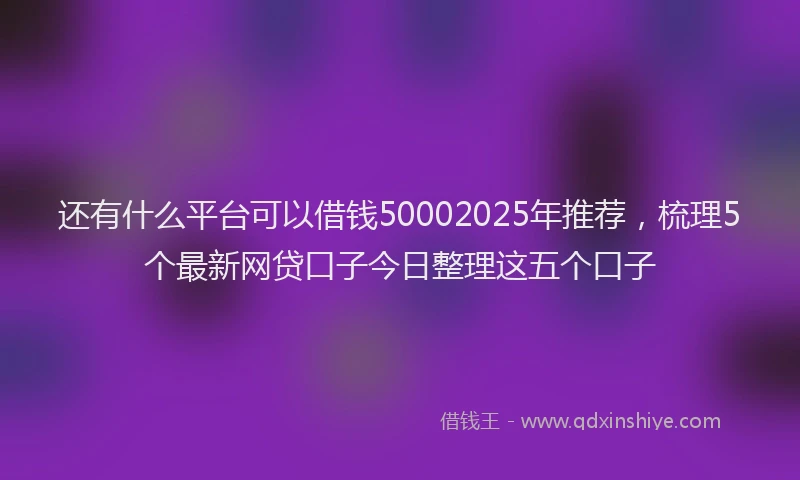 还有什么平台可以借钱50002025年推荐，梳理5个最新网贷口子今日整理这五个口子