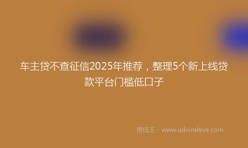 车主贷不查征信2025年推荐，整理5个新上线贷款平台门槛低口子