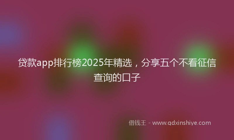 贷款app排行榜2025年精选，分享五个不看征信查询的口子