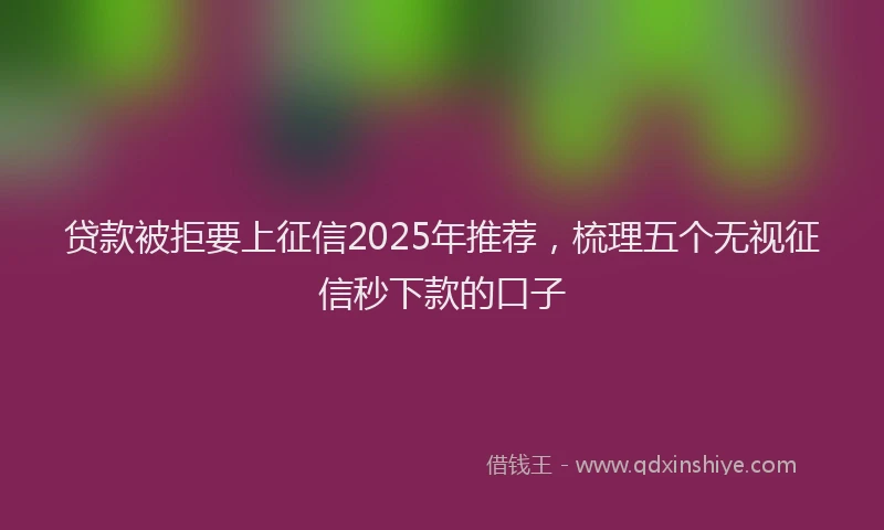 贷款被拒要上征信2025年推荐，梳理五个无视征信秒下款的口子