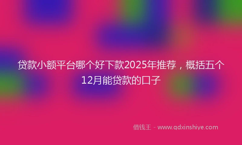 贷款小额平台哪个好下款2025年推荐，概括五个12月能贷款的口子