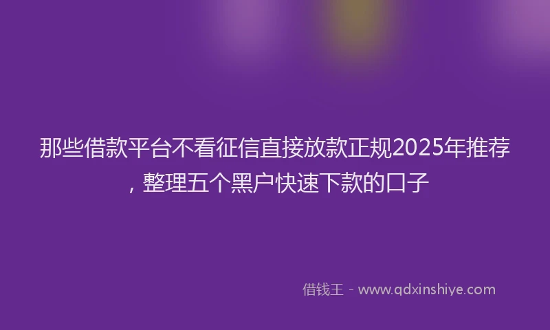 那些借款平台不看征信直接放款正规2025年推荐，整理五个黑户快速下款的口子