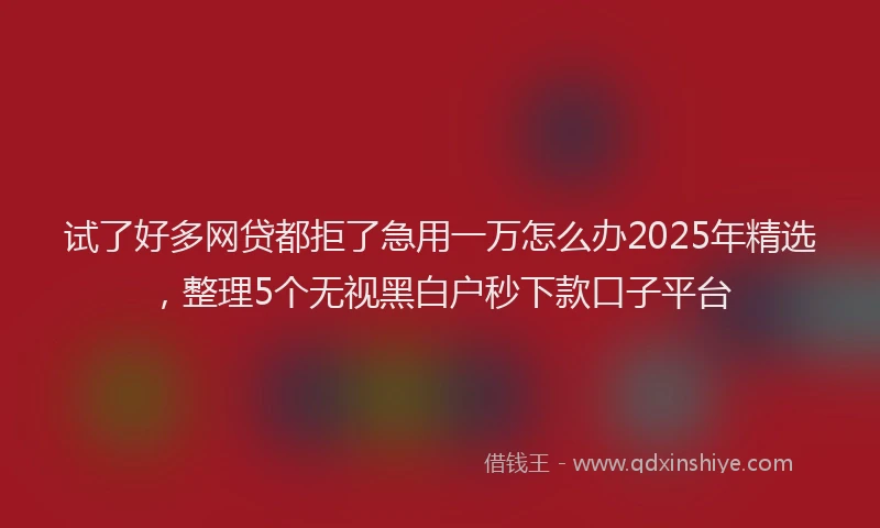 试了好多网贷都拒了急用一万怎么办2025年精选，整理5个无视黑白户秒下款口子平台