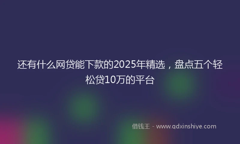 还有什么网贷能下款的2025年精选，盘点五个轻松贷10万的平台