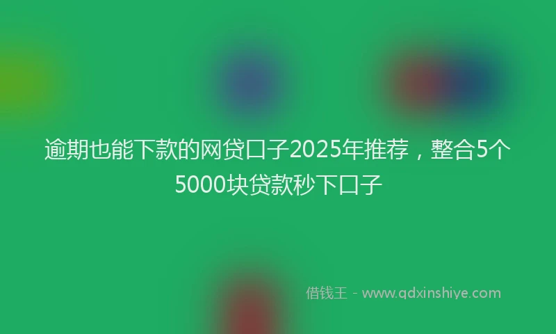 逾期也能下款的网贷口子2025年推荐，整合5个5000块贷款秒下口子