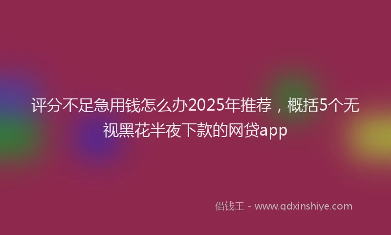 评分不足急用钱怎么办2025年推荐，概括5个无视黑花半夜下款的网贷app