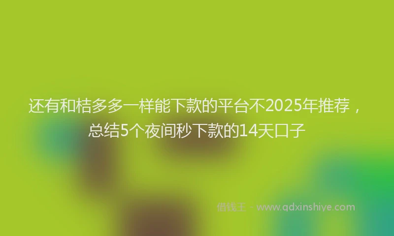 还有和桔多多一样能下款的平台不2025年推荐，总结5个夜间秒下款的14天口子
