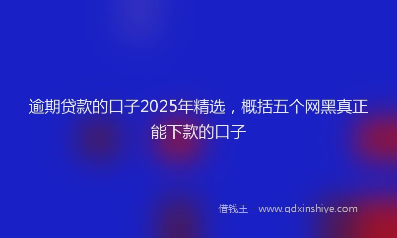 逾期贷款的口子2025年精选，概括五个网黑真正能下款的口子