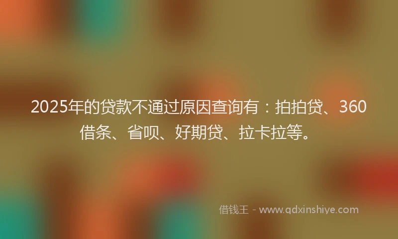2025年的贷款不通过原因查询有：拍拍贷、360借条、省呗、好期贷、拉卡拉等。