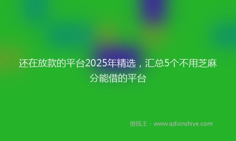 还在放款的平台2025年精选，汇总5个不用芝麻分能借的平台