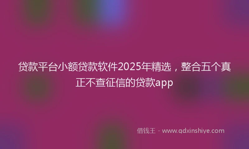 贷款平台小额贷款软件2025年精选，整合五个真正不查征信的贷款app