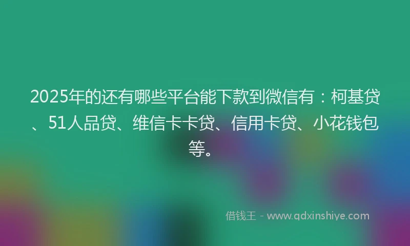 2025年的还有哪些平台能下款到微信有：柯基贷、51人品贷、维信卡卡贷、信用卡贷、小花钱包等。