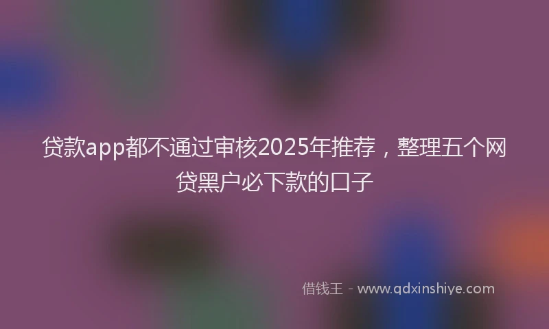 贷款app都不通过审核2025年推荐，整理五个网贷黑户必下款的口子