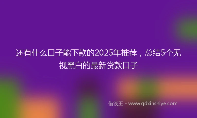 还有什么口子能下款的2025年推荐，总结5个无视黑白的最新贷款口子