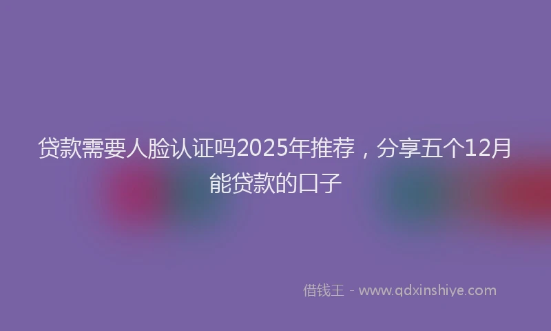 贷款需要人脸认证吗2025年推荐，分享五个12月能贷款的口子