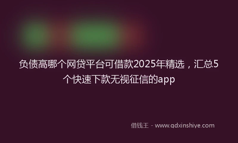 负债高哪个网贷平台可借款2025年精选，汇总5个快速下款无视征信的app