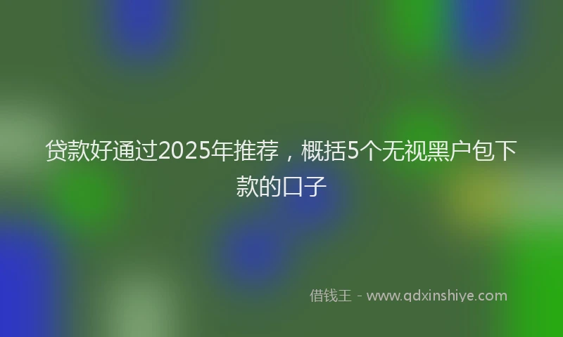 贷款好通过2025年推荐，概括5个无视黑户包下款的口子