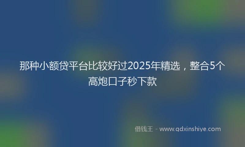 那种小额贷平台比较好过2025年精选，整合5个高炮口子秒下款