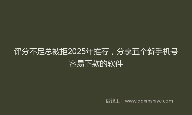 评分不足总被拒2025年推荐，分享五个新手机号容易下款的软件