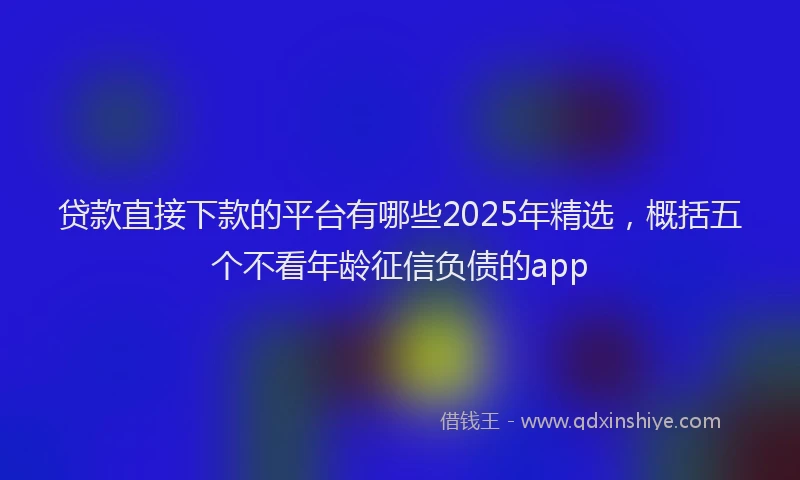 贷款直接下款的平台有哪些2025年精选，概括五个不看年龄征信负债的app