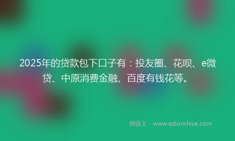 2025年的贷款包下口子有：投友圈、花呗、e微贷、中原消费金融、百度有钱花等。