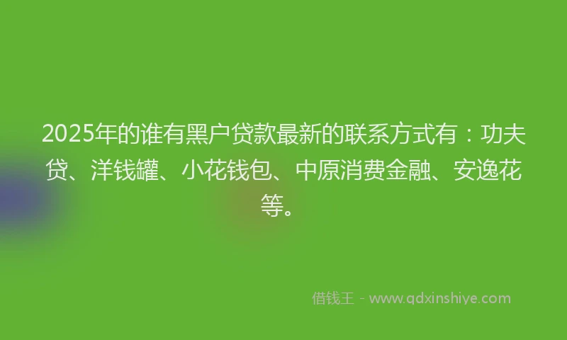 2025年的谁有黑户贷款最新的联系方式有：功夫贷、洋钱罐、小花钱包、中原消费金融、安逸花等。