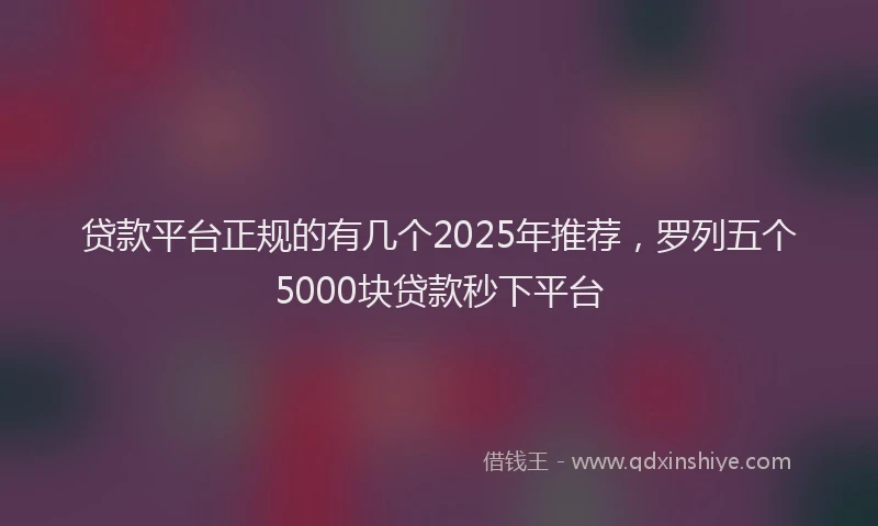 贷款平台正规的有几个2025年推荐，罗列五个5000块贷款秒下平台