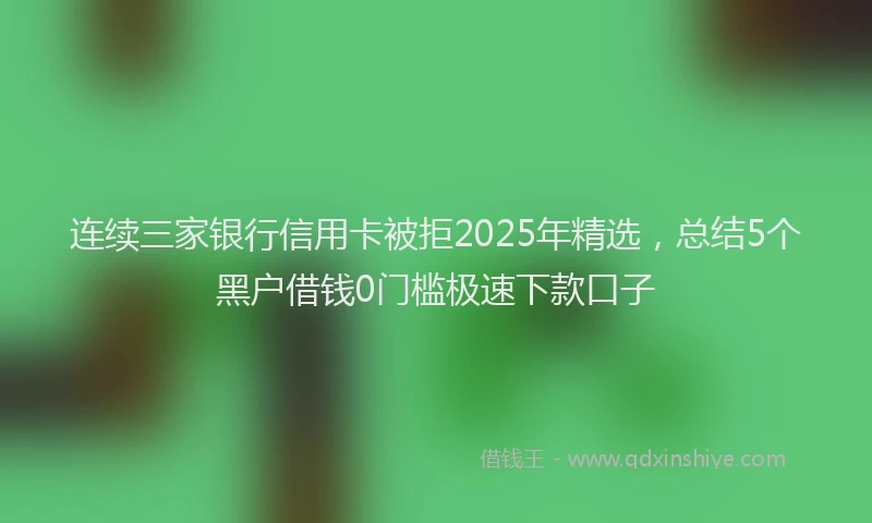 连续三家银行信用卡被拒2025年精选，总结5个黑户借钱0门槛极速下款口子