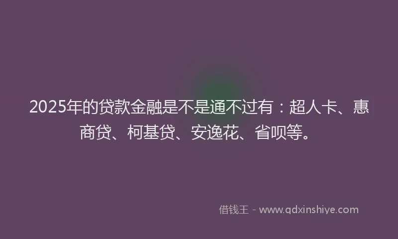 2025年的贷款金融是不是通不过有：超人卡、惠商贷、柯基贷、安逸花、省呗等。