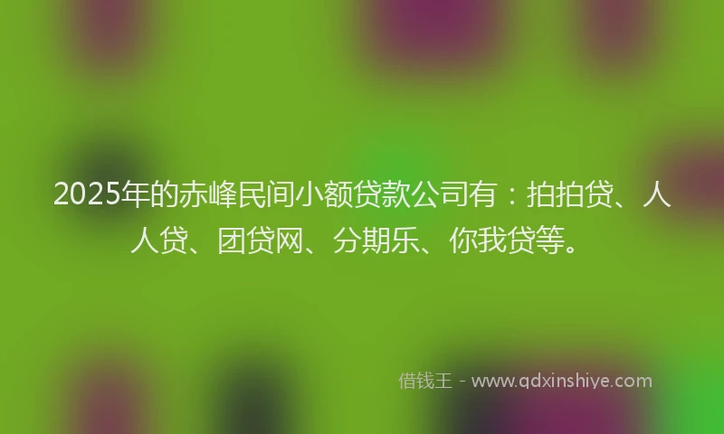 2025年的赤峰民间小额贷款公司有：拍拍贷、人人贷、团贷网、分期乐、你我贷等。