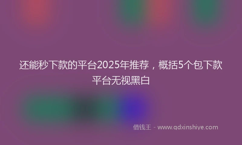 还能秒下款的平台2025年推荐，概括5个包下款平台无视黑白