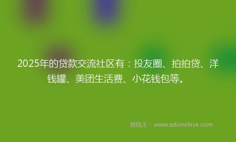 2025年的贷款交流社区有：投友圈、拍拍贷、洋钱罐、美团生活费、小花钱包等。