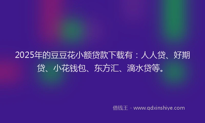 2025年的豆豆花小额贷款下载有：人人贷、好期贷、小花钱包、东方汇、滴水贷等。
