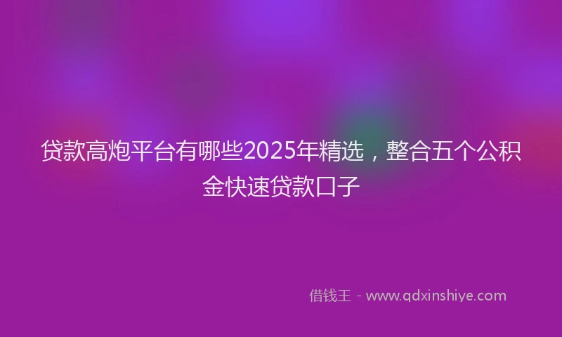 贷款高炮平台有哪些2025年精选，整合五个公积金快速贷款口子