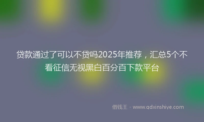 贷款通过了可以不贷吗2025年推荐，汇总5个不看征信无视黑白百分百下款平台