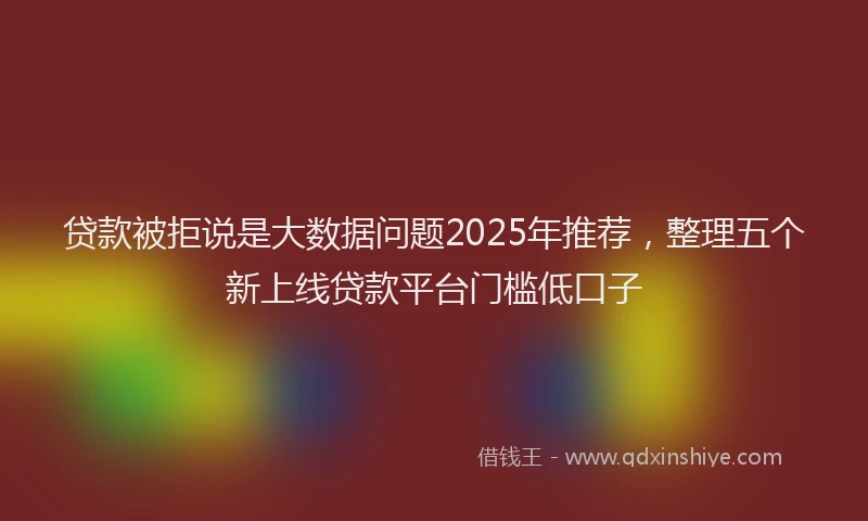 贷款被拒说是大数据问题2025年推荐，整理五个新上线贷款平台门槛低口子