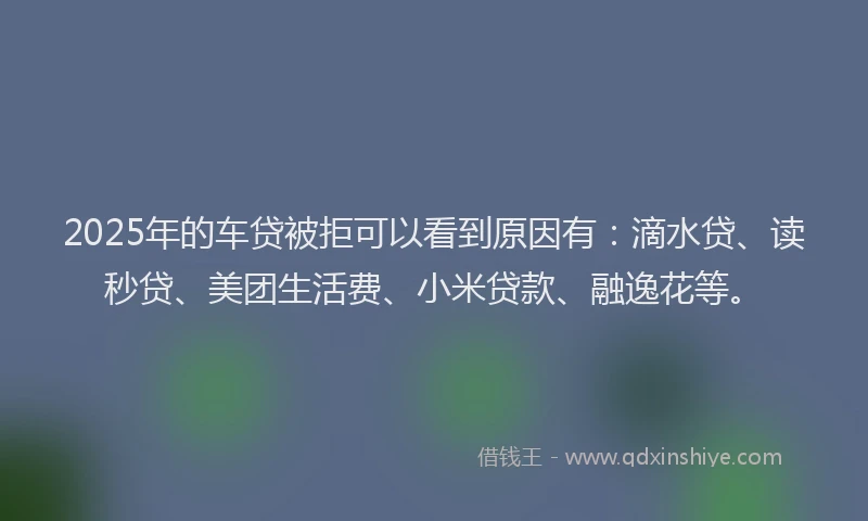 2025年的车贷被拒可以看到原因有：滴水贷、读秒贷、美团生活费、小米贷款、融逸花等。