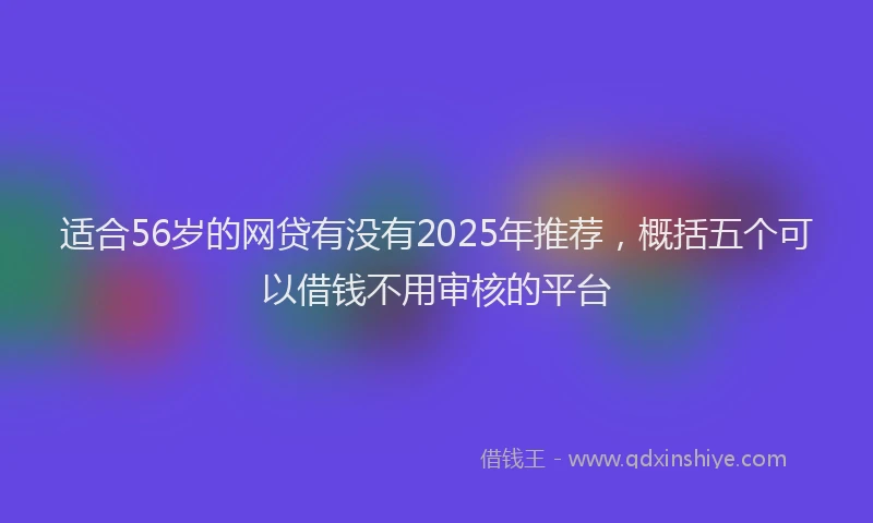 适合56岁的网贷有没有2025年推荐，概括五个可以借钱不用审核的平台