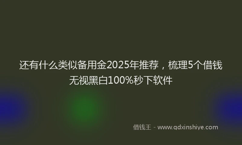 还有什么类似备用金2025年推荐，梳理5个借钱无视黑白100%秒下软件