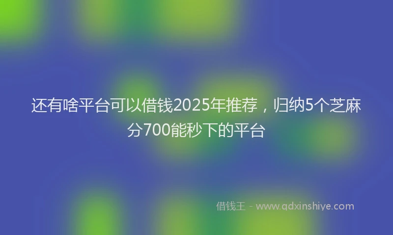 还有啥平台可以借钱2025年推荐，归纳5个芝麻分700能秒下的平台