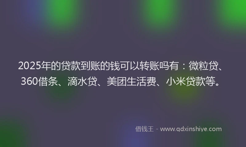 2025年的贷款到账的钱可以转账吗有：微粒贷、360借条、滴水贷、美团生活费、小米贷款等。