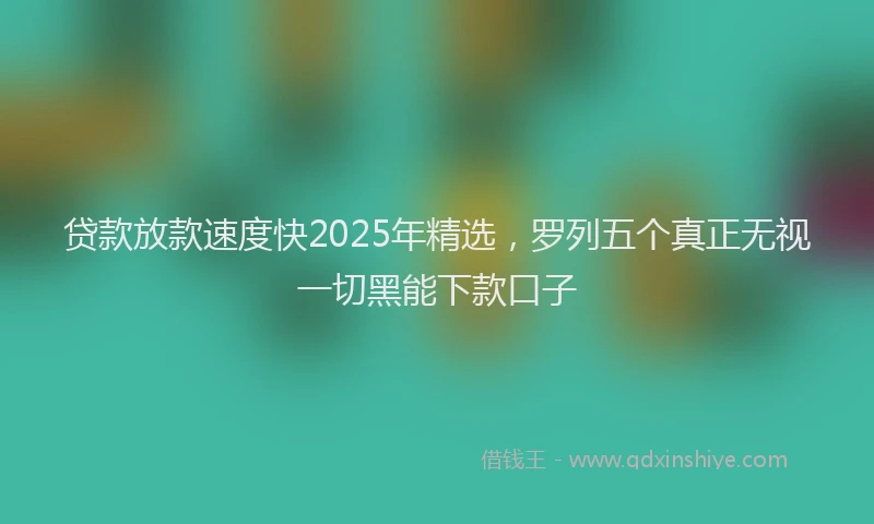 贷款放款速度快2025年精选，罗列五个真正无视一切黑能下款口子