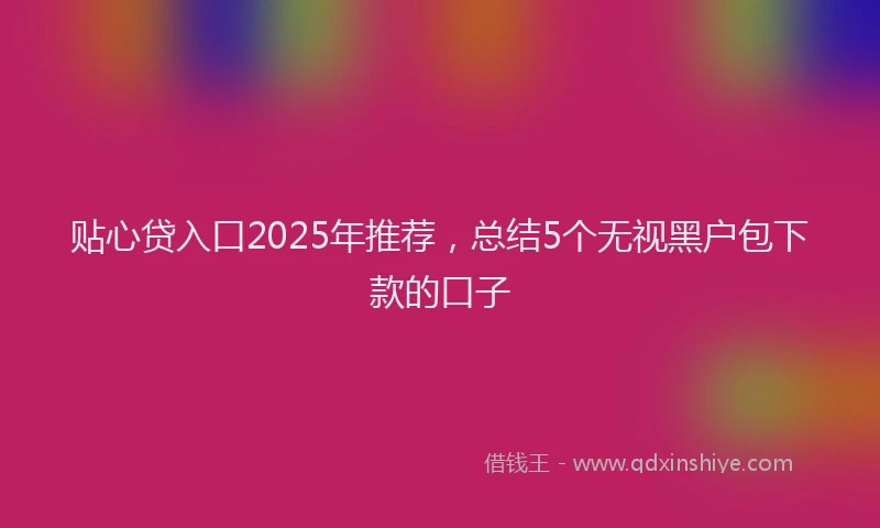 贴心贷入口2025年推荐，总结5个无视黑户包下款的口子
