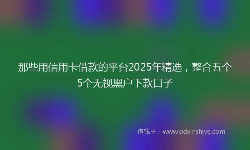 那些用信用卡借款的平台2025年精选，整合五个5个无视黑户下款口子