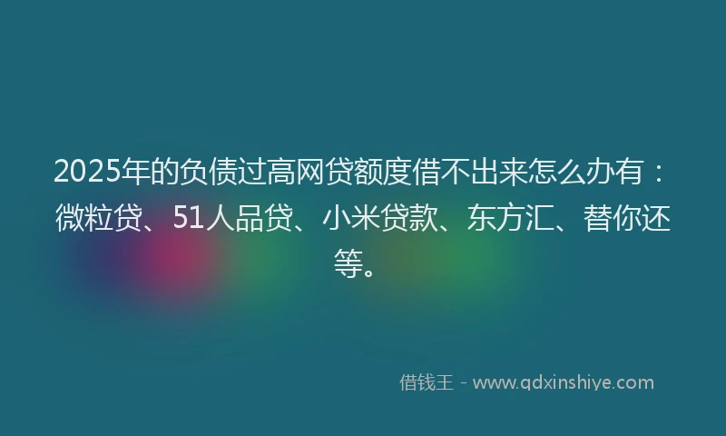 2025年的负债过高网贷额度借不出来怎么办有：微粒贷、51人品贷、小米贷款、东方汇、替你还等。